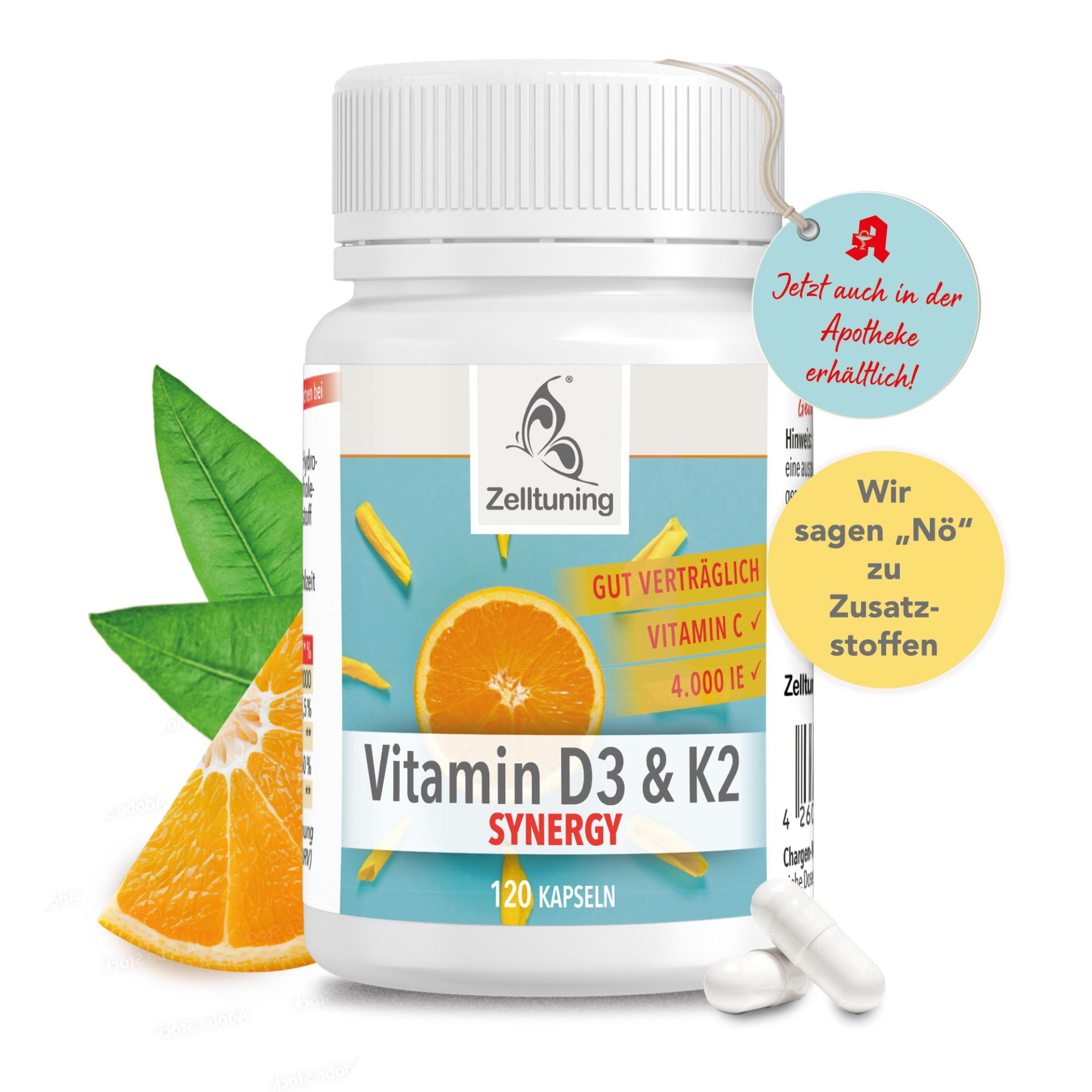 Vitamin D3 + K2 Kapseln - 4.000IE - mit Vitalpilz Multi-Komplex